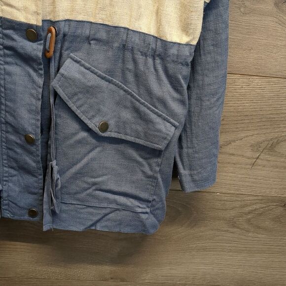 Blu Pepper Two-Tone Cream and Blue Linen Jacket Womens Size Medium - Picture 4 of 10